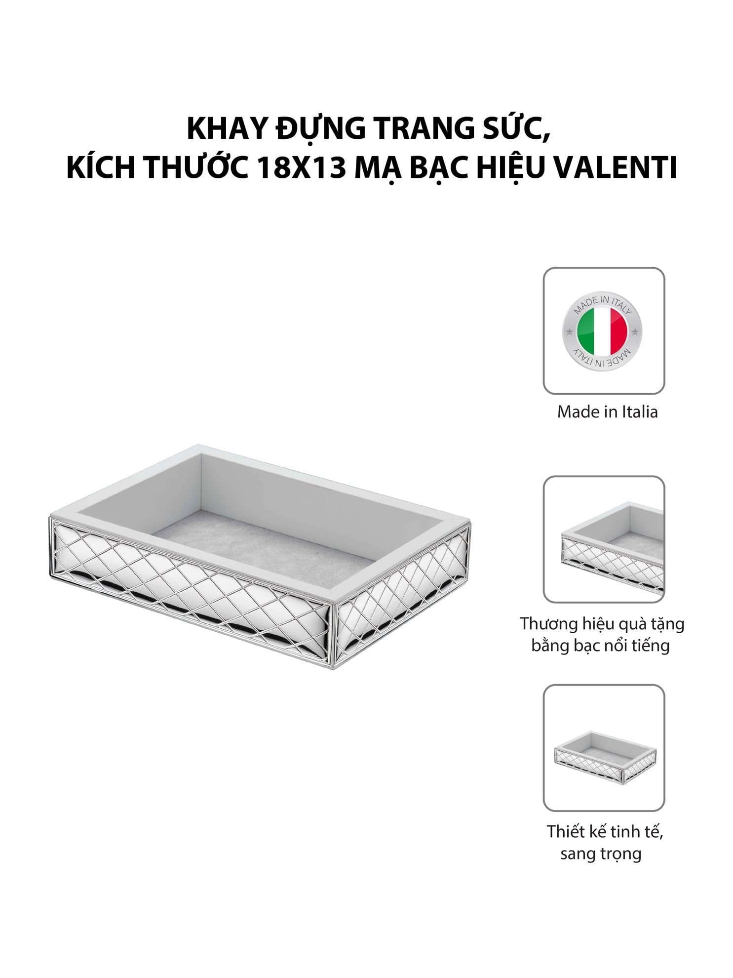 Khay đựng trang sức,kích thước 18x13 mạ bạc hiệu VALENTI - 406502 4 406502 img2 703e7391bb894ad1a8a5f8559152f4f7 2 - Mua trực tiếp từ nhà máy - Thương hiệu toàn cầu, sản phẩm tốt nhất, danh mục lớn nhất Việt Nam, giá và chất lượng hàng đầu, dịch vụ uy tín đoạt giải Best Performance.