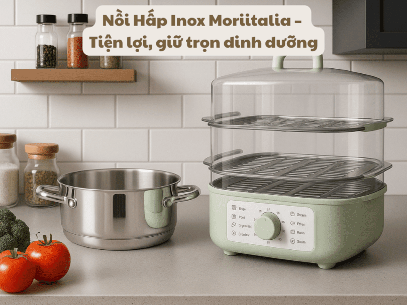 Nồi Hấp Inox Moriitalia – Tiện lợi, giữ trọn dinh dưỡng